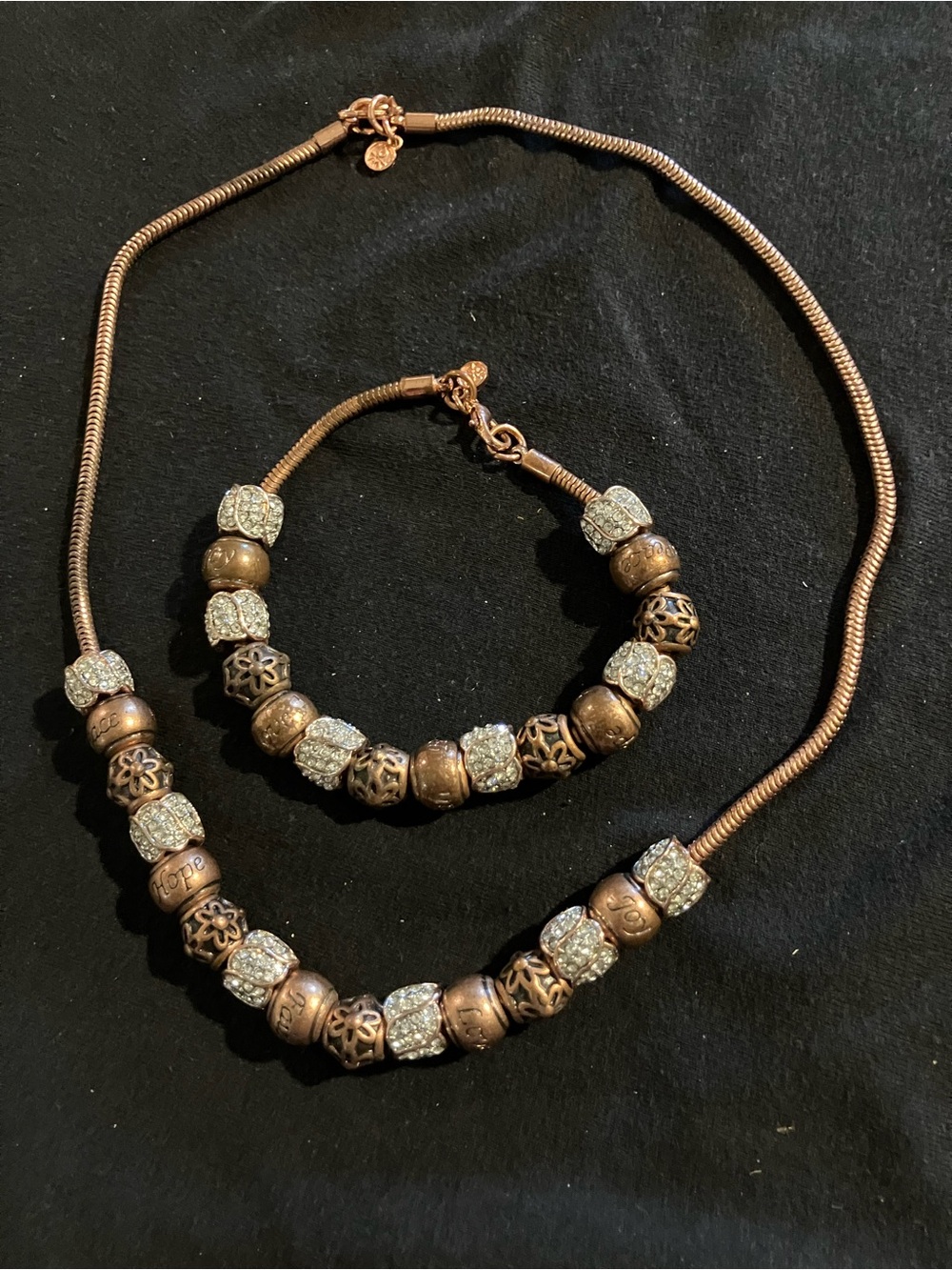 Danbury Mint Nature’s Flourish Copper Charm Necklace & Bracelet Matching Set
